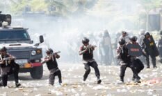 Simulasi Latihan Sispamkota  Antisipasi Penanganan Unjuk Rasa  di Wilayah Hukum Polda Papua Barat